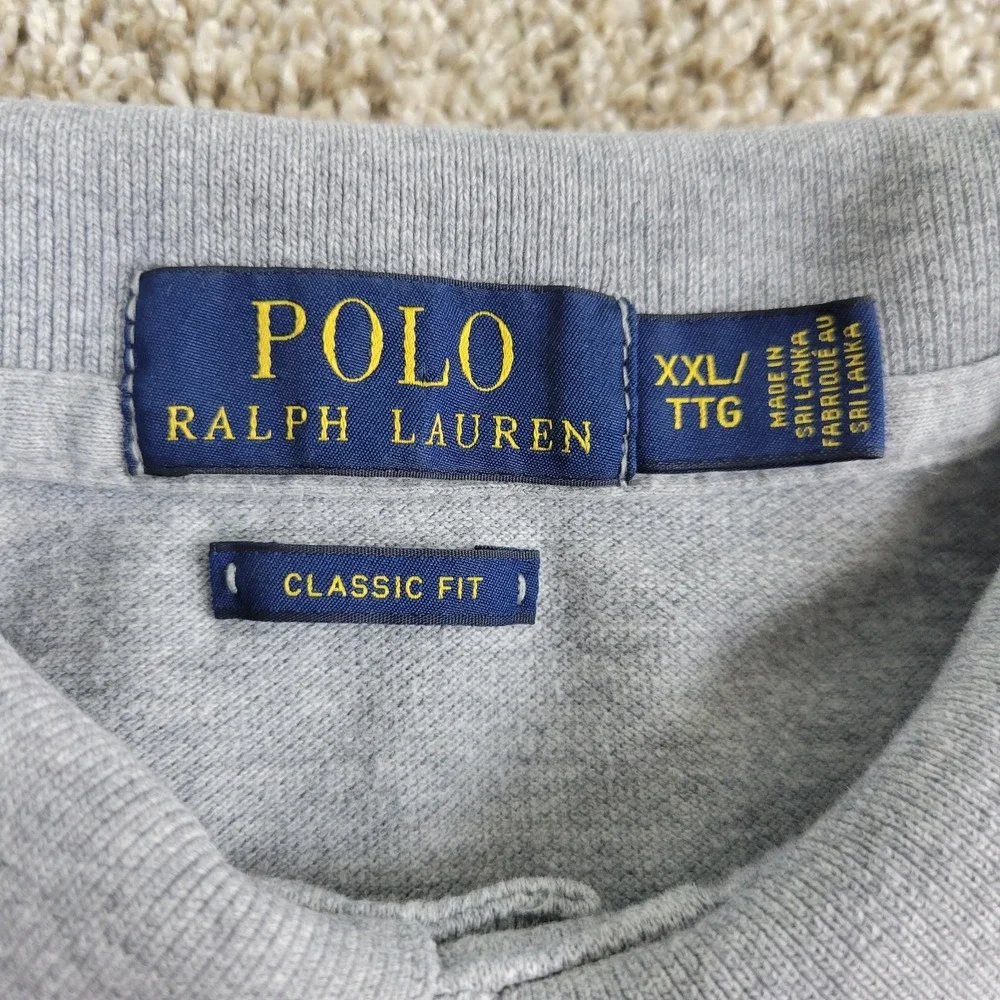 Polo Ralph Lauren Classic Fit Mens 2XL Solid Gray Pony Stretch Knit SS